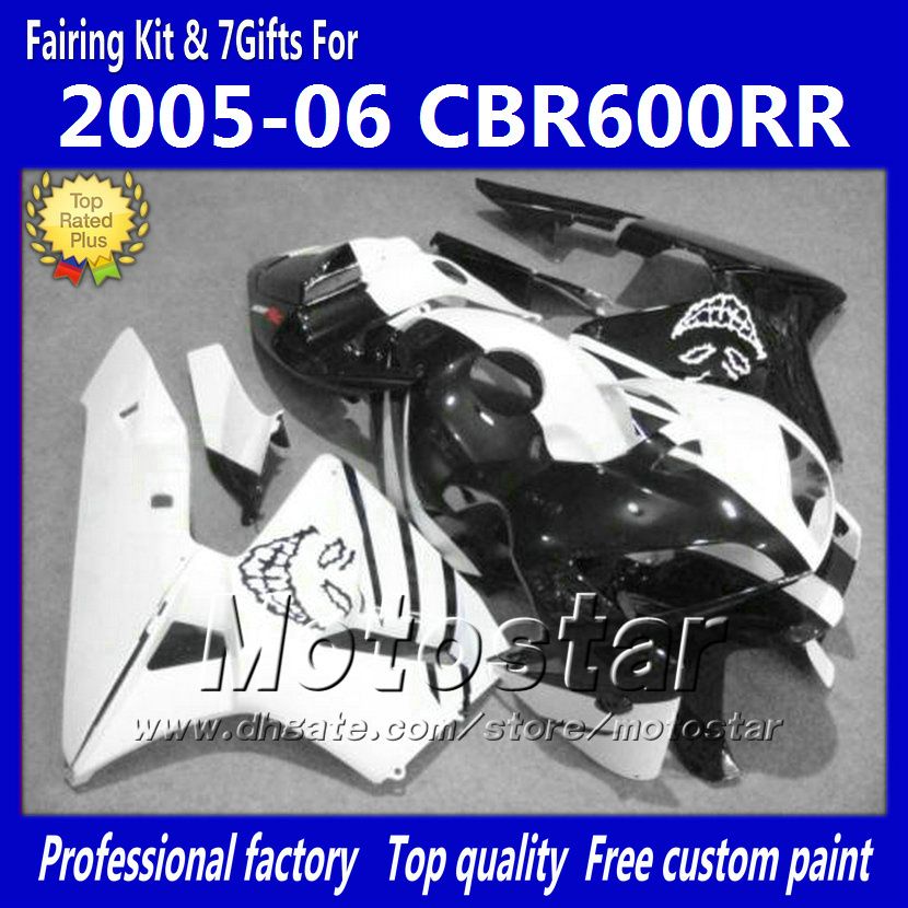 HONDA CBR600RR F5 2005 2006 CBR 600 RR 05 06 CBR600 600RR siyah beyaz motosiklet kaporta KK35 7 Hediyeler grenaj gövde kiti