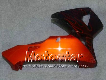 Kit de carénage pour HONDA CBR600RR F5 2005 2006 CBR 600 RR 05 06 CBR600 600RR, flamme orange en noir, carénage de moto kk38