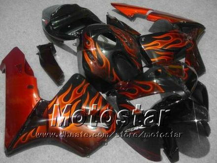 Kit de carénage pour HONDA CBR600RR F5 2005 2006 CBR 600 RR 05 06 CBR600 600RR, flamme orange en noir, carénage de moto kk38