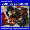 Fairings bodykit for HONDA CBR600RR F5 2005 2006 CBR 600 RR 05 06 CBR600 600RR orange flame in black motorcycle fairing kk38