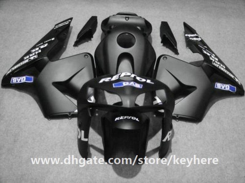 Gratis 7 gåvor Injiceringsfajningssats för Honda CBR600RR 2005 2006 CBR 600RR 05 06 F5 FAININGS G2E All Flat Glossy Black Motorcycle Body Work