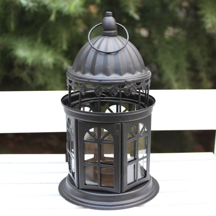Castle Design Candle Holder Weddings Lantern Iron+Glass Candle Holder