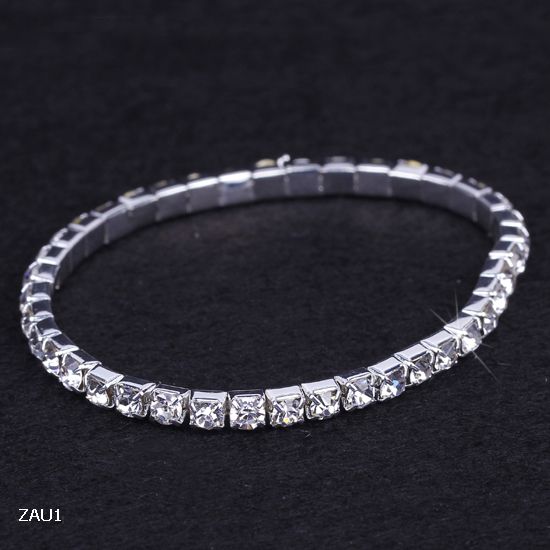 10 PZ 1-10 Righe Strass Austria CZ Bracciali Cristallo Matrimonio Sposa Braccialetto Elastico Braccialetto Gioielli Braccialetto ZAU * 10