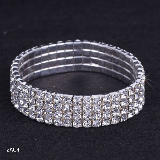 1-10 Rows Rhinestone Austria CZ Bracelets Crystal Wedding Bride Stretchy Bangle Wristband Jewelry Bracelet ZAU*10