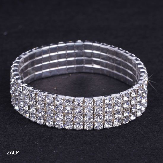 10st 1-10 Rader Rhinestone Österrike CZ Armband Crystal Bröllop Brud Sträcka Bangle Wristband Smycken Bracelet Zau * 10