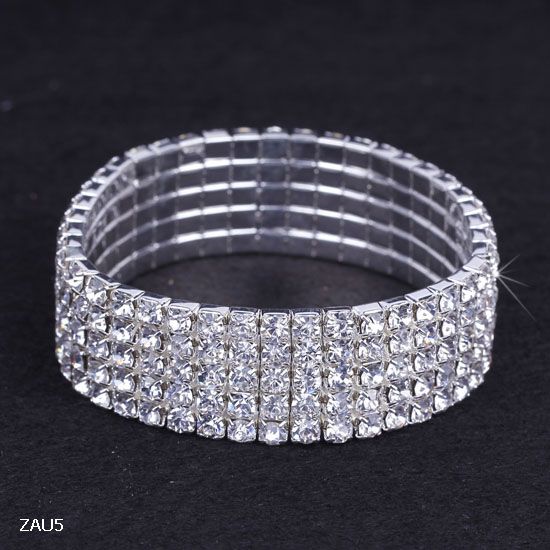 5 Row Shiny Rhinestone Elastic Lady Bangle Girl Stretch Crystal Bangle Bracelet Fit Party Prom Wedding Engagement Bridal Jewelry Gift ZAU5*5