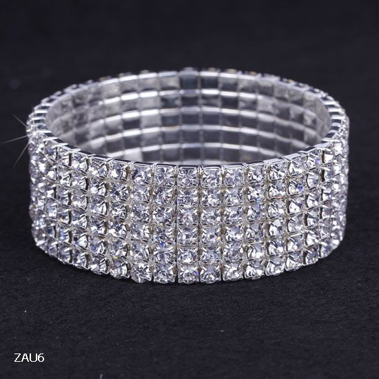 1-10 Rows Rhinestone Austria CZ Bracelets Crystal Wedding Bride Stretchy Bangle Wristband Jewelry Bracelet ZAU*10