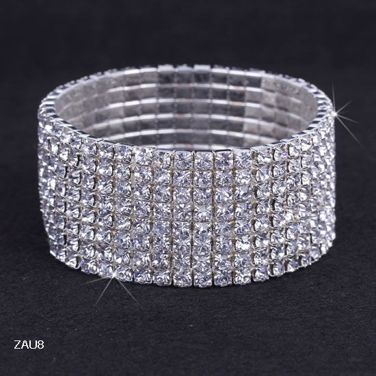 1-10 Rows Rhinestone Austria CZ Bracelets Crystal Wedding Bride Stretchy Bangle Wristband Jewelry Bracelet ZAU*10