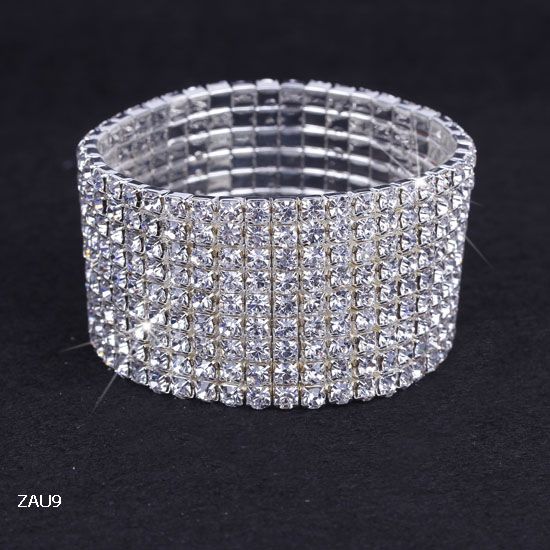 1-10 Rows Rhinestone Austria CZ Bracelets Crystal Wedding Bride Stretchy Bangle Wristband Jewelry Bracelet ZAU*10