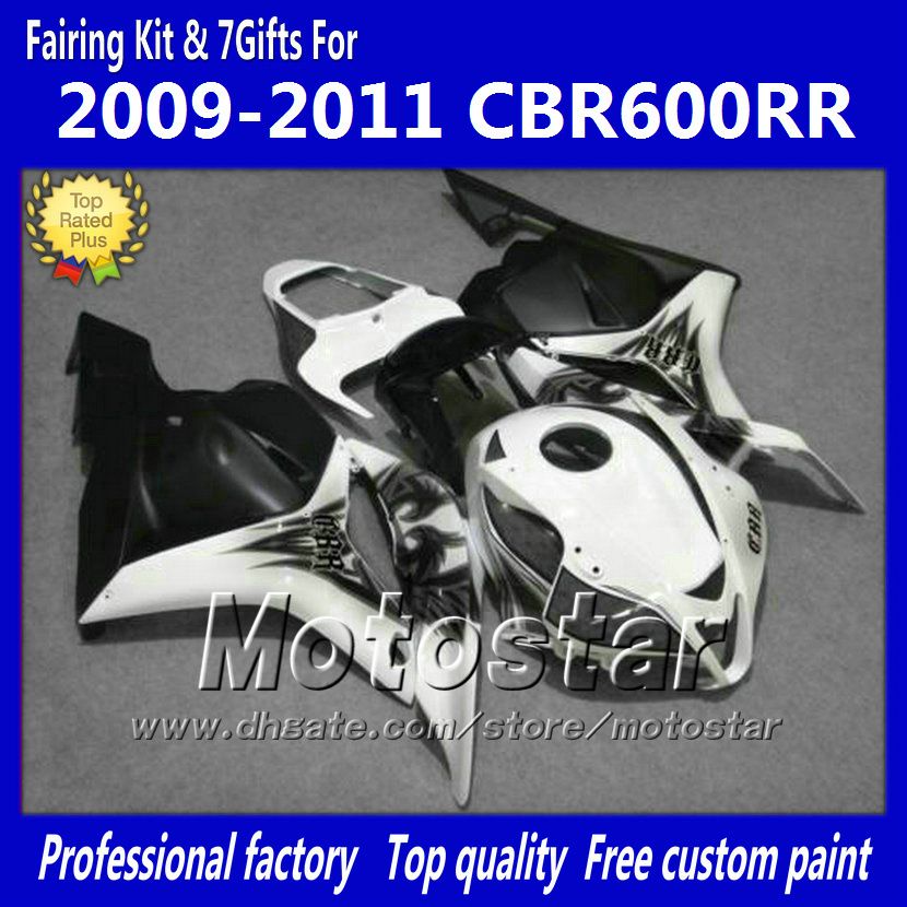 Injection fairings kit for HONDA CBR600RR F5 2009 2010 2011 CBR 600 RR 09 10 11 white black custom fairing set kk67