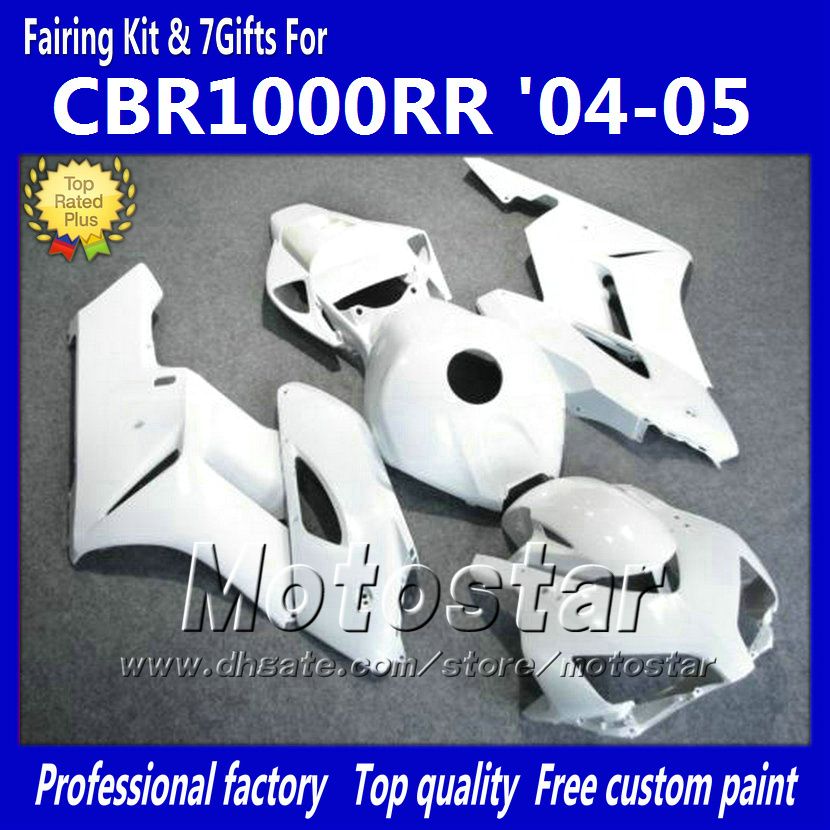 7 gåvor Alla blanka vita injektionsform ABS Fairings för Honda CBR1000RR 2004 2005 CBR1000 RR CBR 1000RR 04 05 Bodywork Fairing KK98