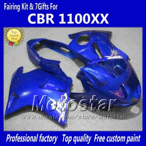 100% passande injektionsmässa för Honda CBR1100 CBR1100XX CBR 1100XX 1997-2003 Glossy Blue Motorcycl Fairing LL26