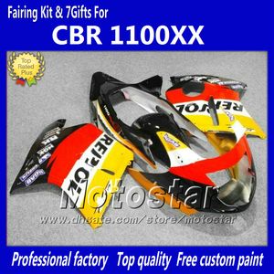 Injektion OEM Fairings Kit för Honda CBR1100XX 1997-2003 CBR 1100XX GUL Black Orange Repsol Motorcykelmässa LL31