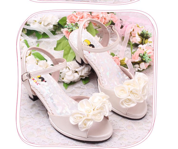 Discount Flower Girls Ivory Bridal Wedding Sandals Summer Kids Shoes