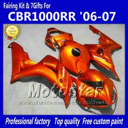 7 Gifts injection molding motorcycle fairing for HONDA CBR1000RR 06 07 CBR 1000RR 2006 2007 all glossy orange red fairings set LL73