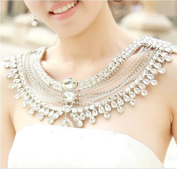 Bridal Earing Halsband Bröllop Tillbehör Jewel Crystal sätter 2 stycken inklusive halsband och örhängen