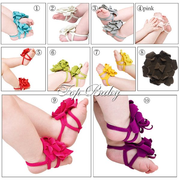 

10 пар мода симпатичные топ детские ноги цветок детские сандалии / босиком сандали