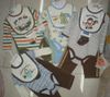 Bebê meninos meninas 4 pçs conjunto bodysuits calça babadores meias macacão dorminhoco 12 jogos/lote #2932