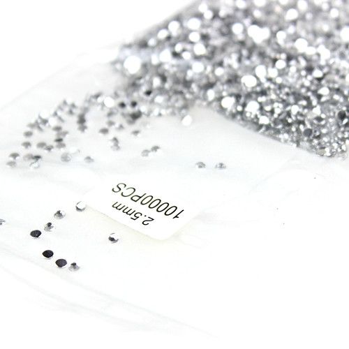Nail Art Decorations 1bags/bag optional 2.5mm Clear Round Crystal Rhinestone