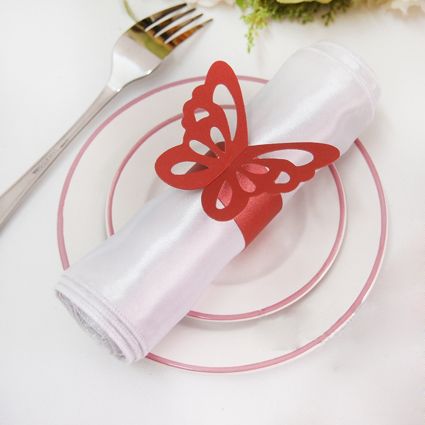 Gratis verzending-50 stks Hoge kwaliteit wit papier vlinder servet ringen bruiloft bruids douche bruiloft gunsten-nieuwkomers
