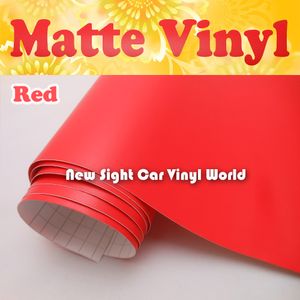 Wholesale car sticker roll for sale - Group buy Hign Quality Matte Red Vinyl Wrap With Air Free Bubble For Car Stickers Size m Roll