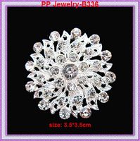 Wholesale Bling Diamante Small Brooch Top Selling Clear Rhinestone Crystal Silver Flower Brooch Pins Fashion Populay Wedding Pin B336