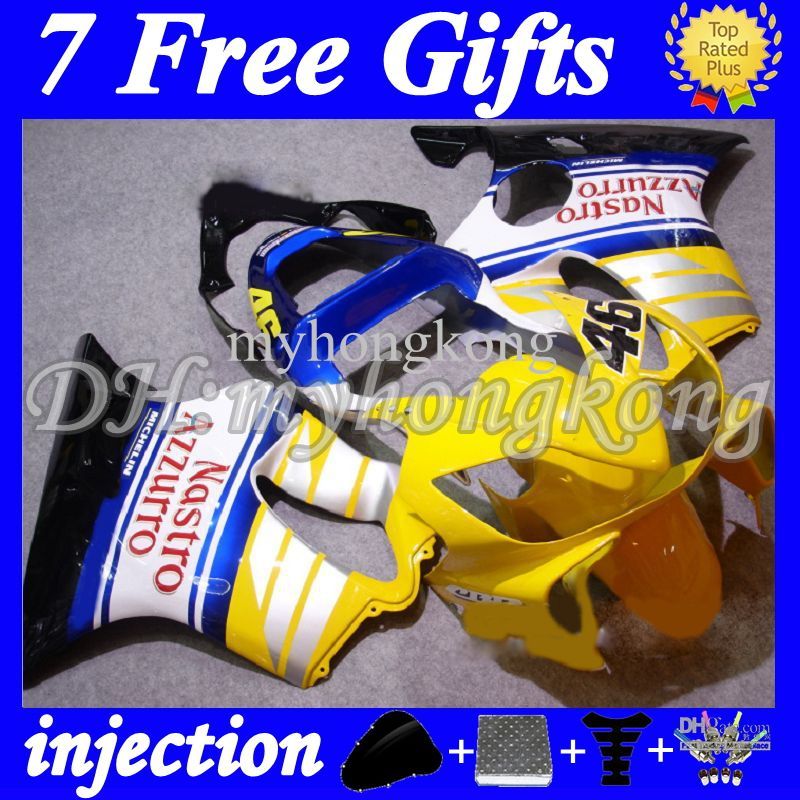 7 regalos para inyección HONDA CBR600FS FS CBR600 F4i 01 02 03 CBR 600 F4i 2001 2002 2003 Amarillo blanco IJ164 CBR600F4i 600F4i ABS Carenado