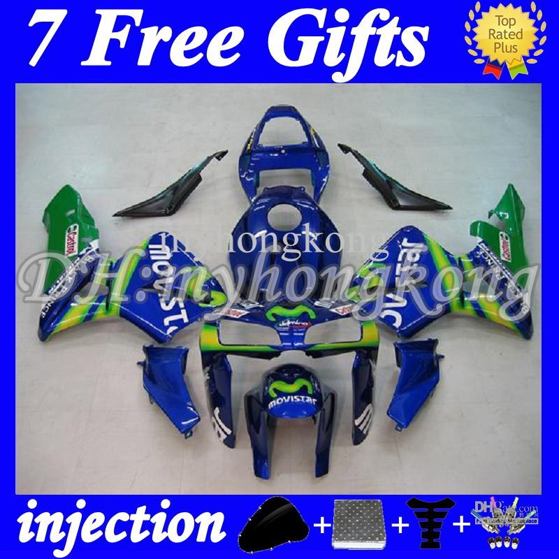 100% NUEVO Para F5 Inyección HONDA CBR600 RR 05-06 Movistar Azul CBR600F5 CBR 600 600RR CBR600RR azul verde 430 05 06 2005 2006 Carenado del cuerpo