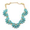 NIEUWE FASHIER GOUD GOLDERDE RESIN GEM Crystal Flower Choker ketting verstelbaar