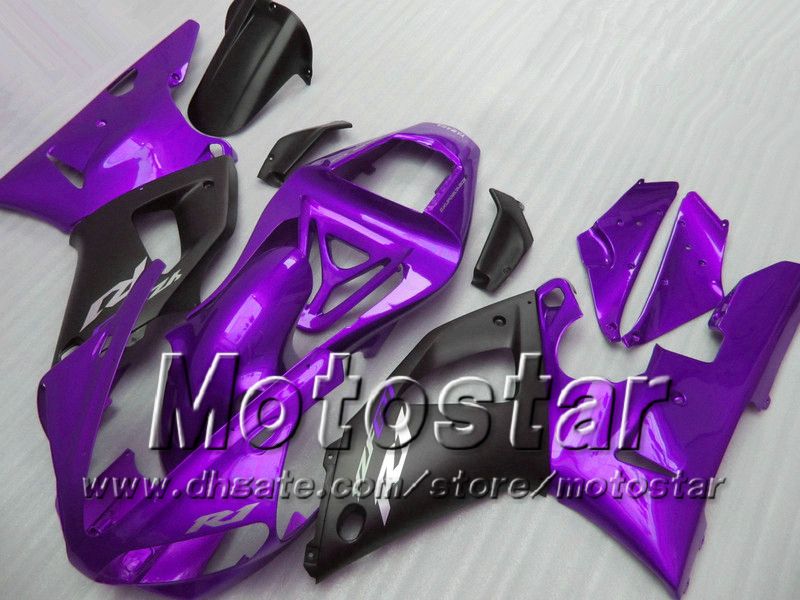 7 Carene carrozzeria regali Yamaha YZF R1 YZFR1 00 01 YZF-R1 YZF1000 2000 2001 kit carenatura completa nero viola scuro lucido MM10