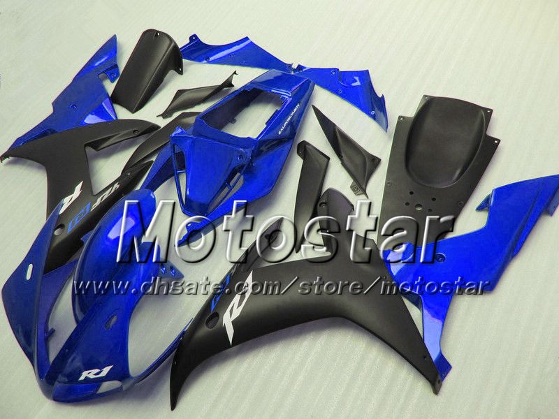 Carénages de moto personnalisés pour YAMAHA 2002 2003 YZF-R1 02 03 YZF R1 YZFR1000 carénage de carrosserie bleu brillant noir MM41