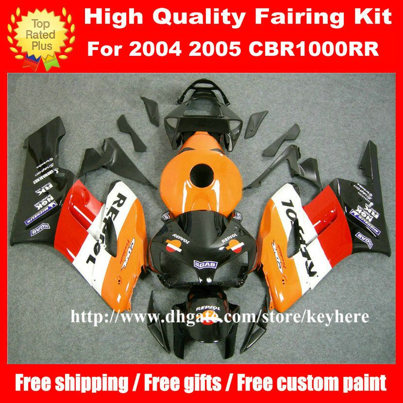 Kit de carenado de inyección de 7 regalos gratis para Honda CBR1000 RR 2004 2005 CBR1000RR 04 05 CBR 1000RR carenados G7l REPSOL cuerpo de motocicleta rojo naranja