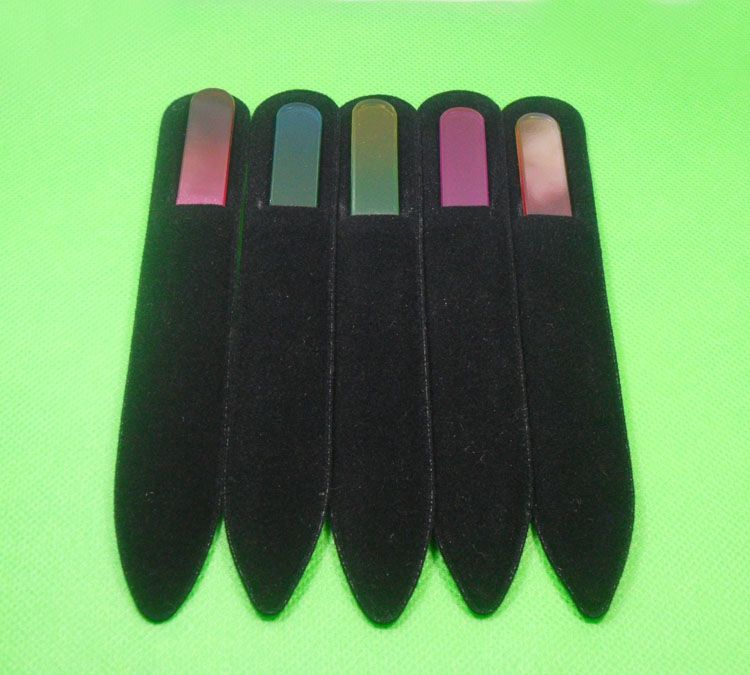 100X CRYSTAL GLASS NAIL FILE with Companion BLACK SLEEVE 5 1/2" COLOR CHOICE NEW#NF014