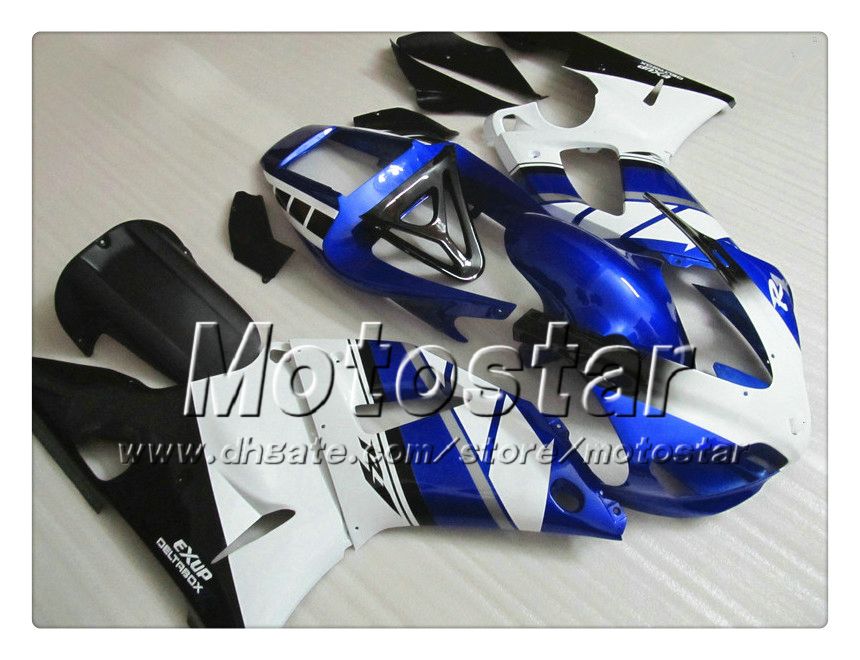 7Gifts anpassade karosserier för Yamaha 1998 1999 YZF-R1 98 99 YZF R1 YZFR1000 BLÅ VIT BLACK ABS FAIRING NN12