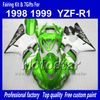 7 Presentes carenagem de carroceria personalizada para YAMAHA 1998 1999 YZF-R1 98 99 YZF R1 YZFR1000 verde branco ABS carenagem NN19