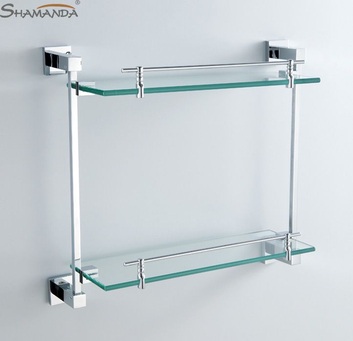 Grosshandel Doppeltes Badezimmer Regal Glas Regal Messing