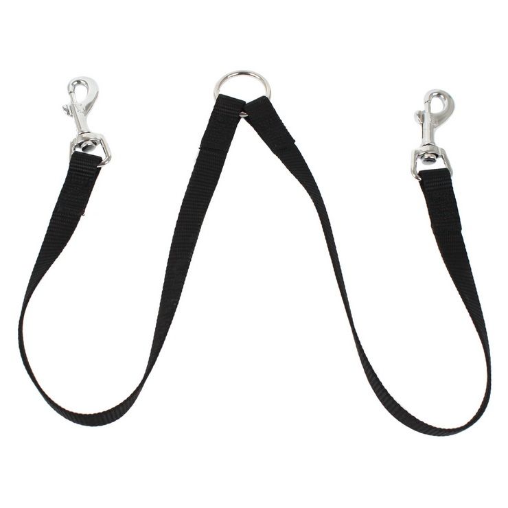 Two Way Double Leash Coupler Walk 2 Dogs 1 Lead Nylon Swivel Snap Black From Spring_china, 2.61