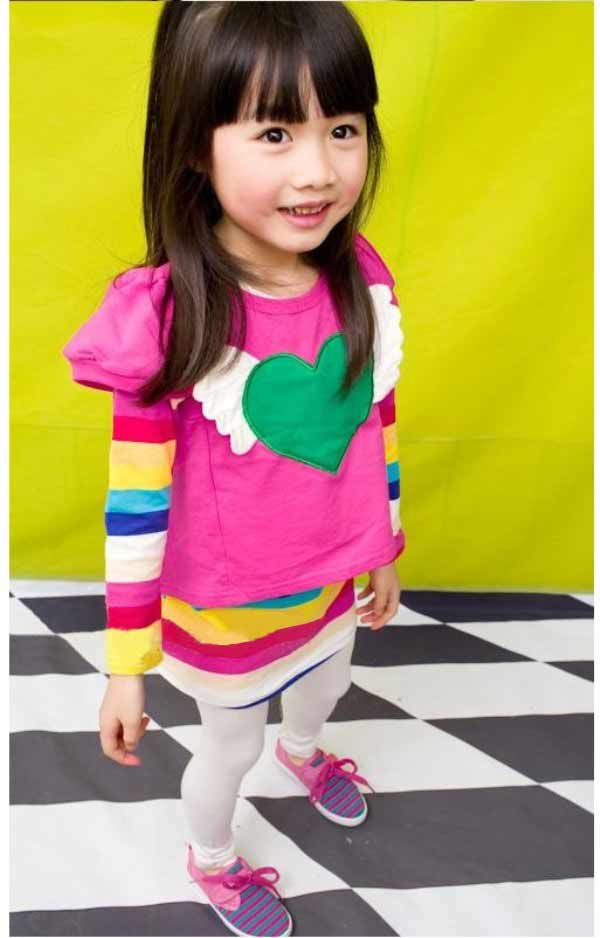 2020 Baby Clothing Korean Design Rainbow Striped T Shirt And Hoodies