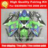 Kit carenatura gara da 7 regali per SUZUKI GSXR600 R750 08 09 10 GSXR 600 750 2008 2009 2010 Carene K8 G1k Corona parte moto blu verde