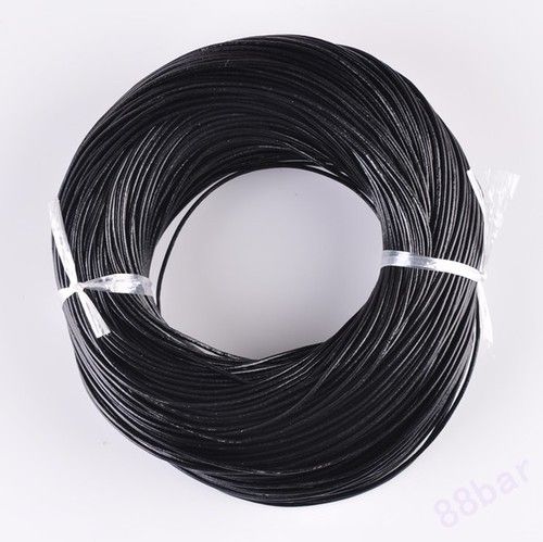 100 Meters 2mm Black Round Leather Cords Wire 100/% Genuine Thong