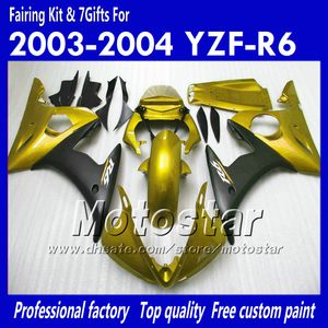 7 gåvor fairing kit för yamaha 2003 2004 YZFR6 YZF R6 YZF600 Black Glod Fairings Set OO15