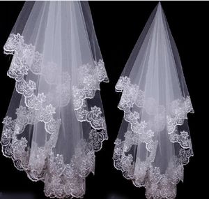 Veli da sposa da sposa fantasia a un livello bianco e avorio con bordo floreale da 1,5 metri