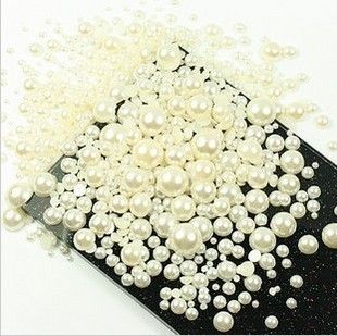1000ピースの混合サイズ2-10mmの白い色のフラットバック半円形の真珠のクラフト携帯電話DIY