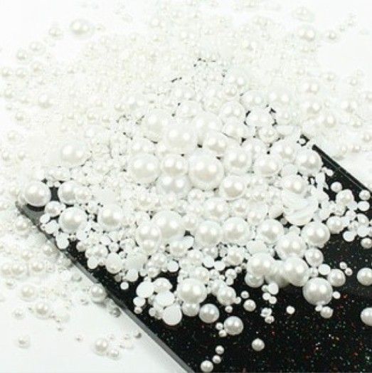 Mixed Size 210mm White color Flatback Half Round Pearls For Craft Cell Phone DIY9094679