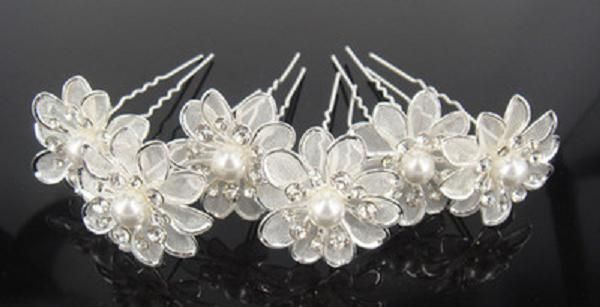 Nuovi arrivi nuziale nuziale di cristallo bianco perla fiore perni di capelli Accessori capelli