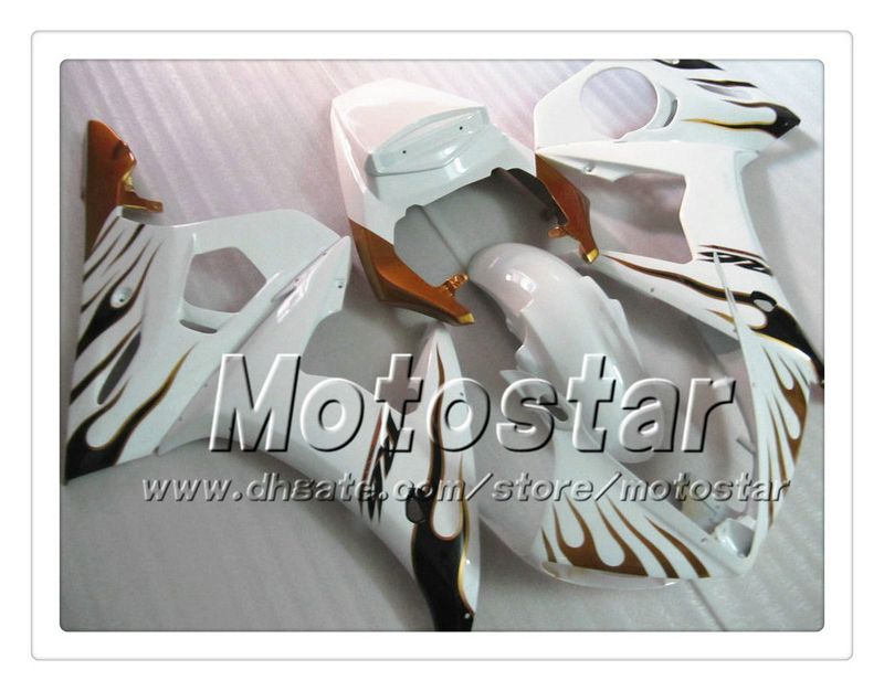 7 Gifts custom body work fairings for YAMAHA 2005 YZF-R6 05 YZFR6 05 YZF R6 YZF600 brown flame in white ABS Fairing PP7