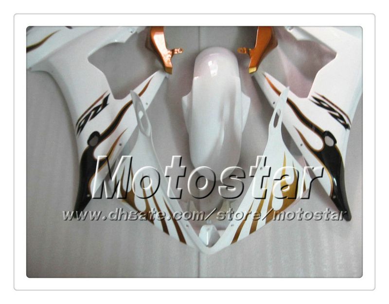 7 Gifts custom body work fairings for YAMAHA 2005 YZF-R6 05 YZFR6 05 YZF R6 YZF600 brown flame in white ABS Fairing PP7