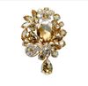 3 "Pozłacane Duży Szampana Kryształ Rhinestone Diamante Luksusowy Wedding Wedding Drop Brooch Kobiety Biżuteria Akcesoria