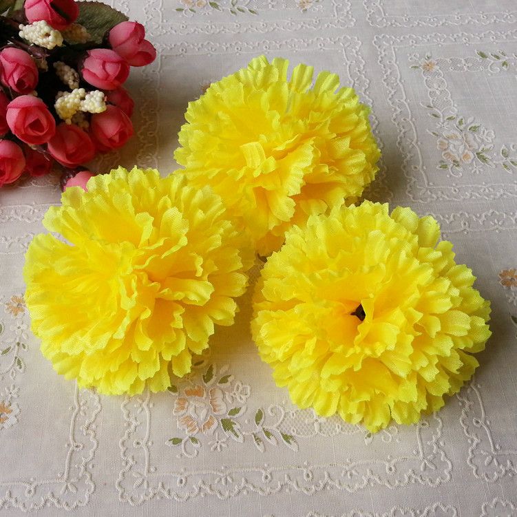 New Arrrivals Colour Design Diameter 9cm Artificial Silk Carnation Fabric Flower Heads