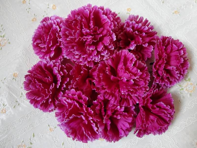 Neu eingetroffen, Farbdesign, 50 Stück, Durchmesser 9 cm, künstliche Nelken-Stoff-Blütenköpfe aus Seide
